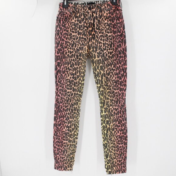 mother pants womens 25 high waisted looker fray animal print radioactive paws - Picture 1 of 16